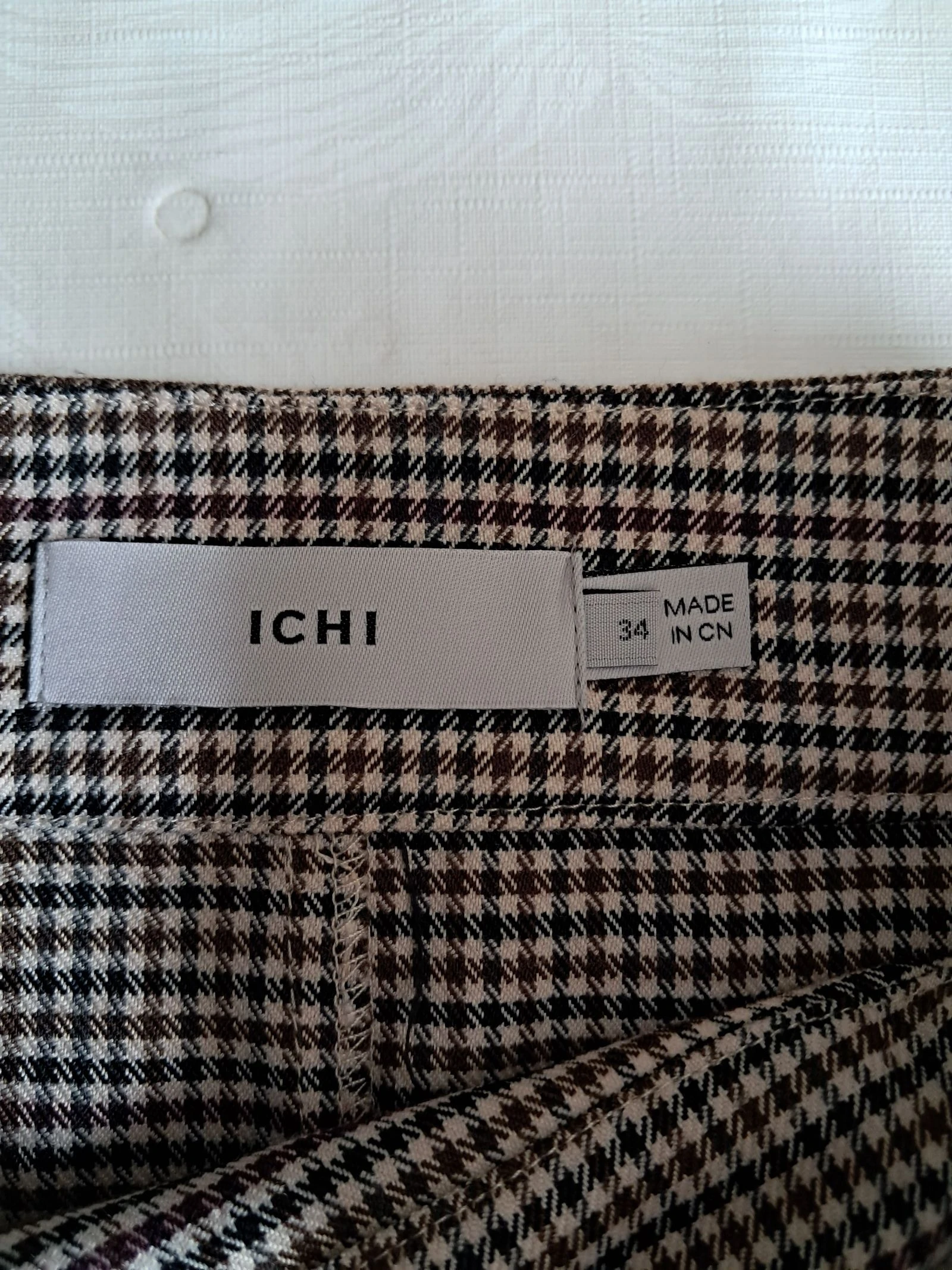 ICHI straight skirt size 34 houndstooth prince-of-wales beige black – photo 3